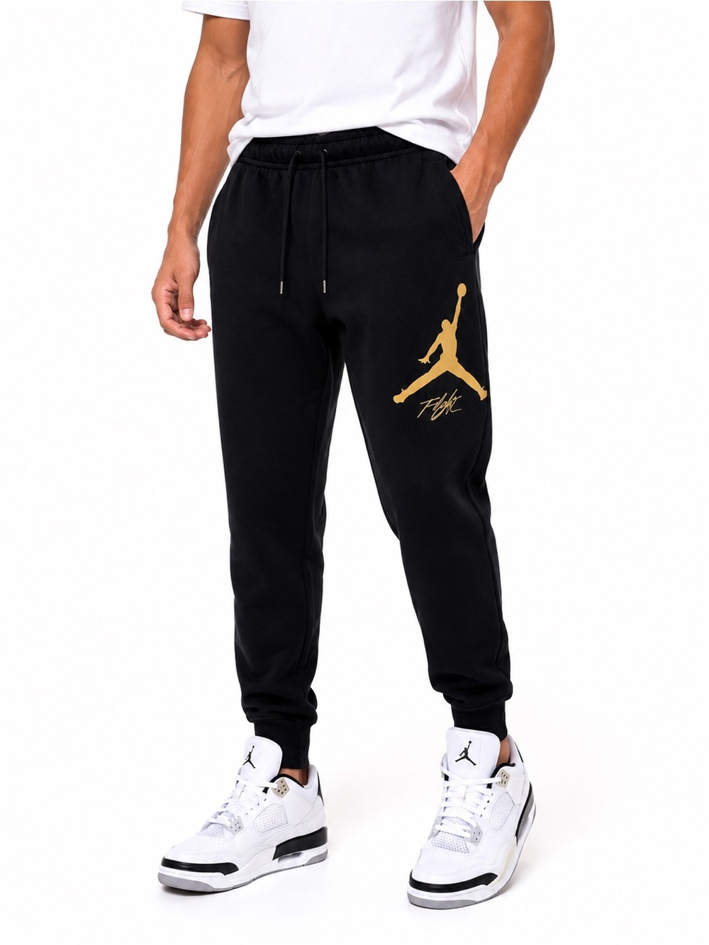 Air Jordan Flight Essential Fleece Sweatpants with Gold Logo Size Large Men’s 🏀